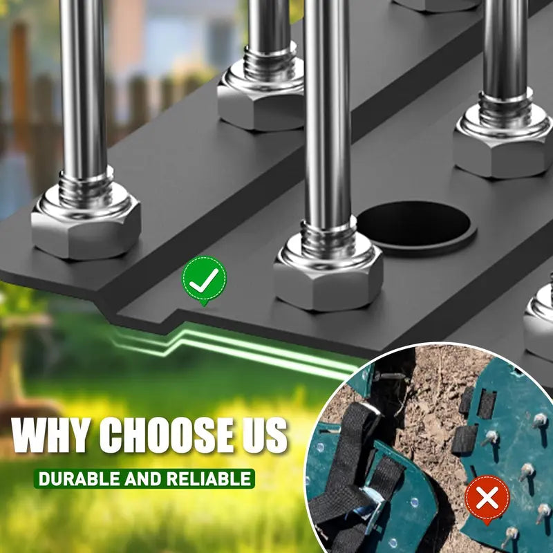 Manual Lawn Aerator Tool with 15 Iron Spikes, Adjustable Height, Heavy-Duty Grass Aerator
